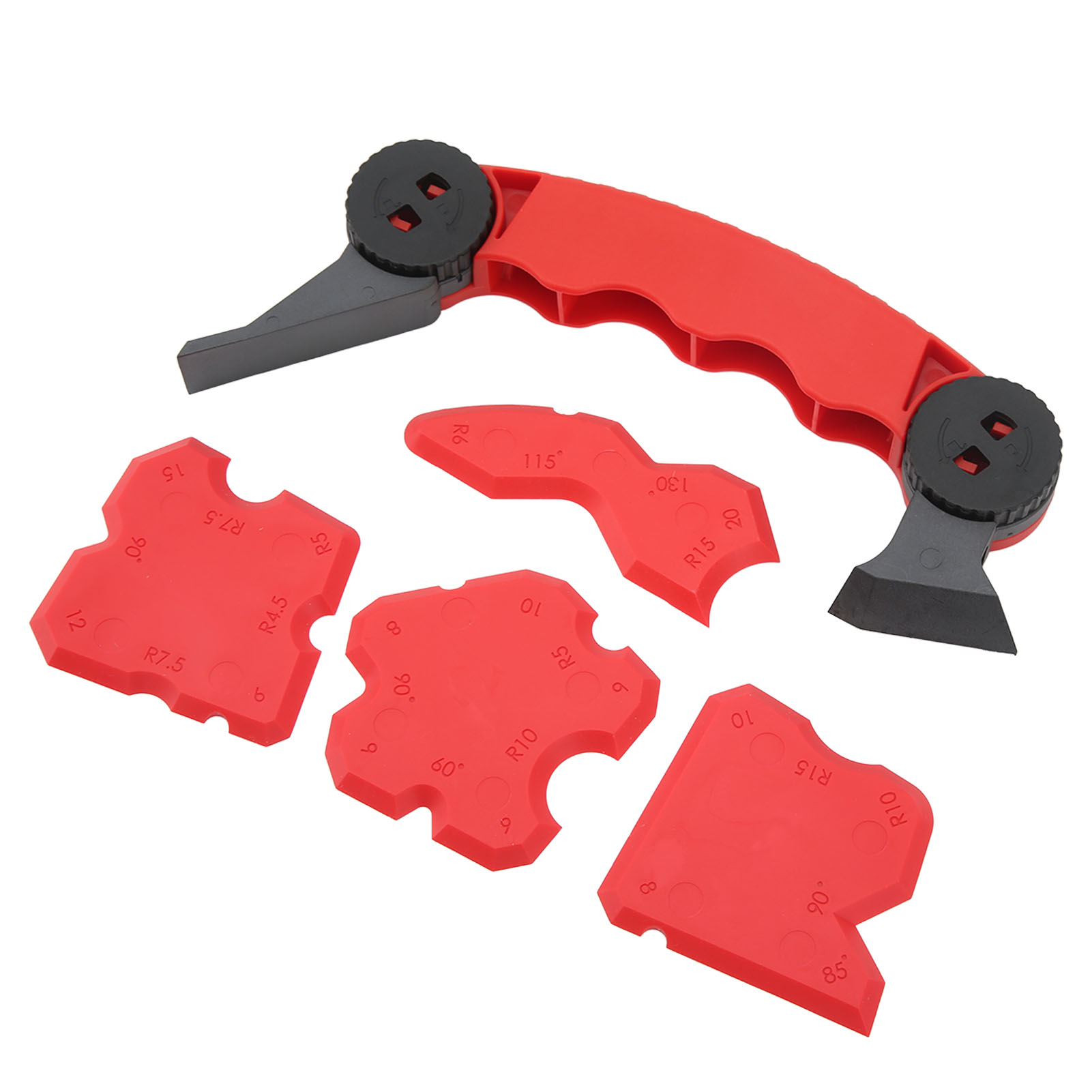 Set Mit 5 Orangefarbenen Kunststoffschabern/klebstoffentfernern Für Glas, Türen, Fenster, Fliesenfugen Und Heimwerkerprojekte.