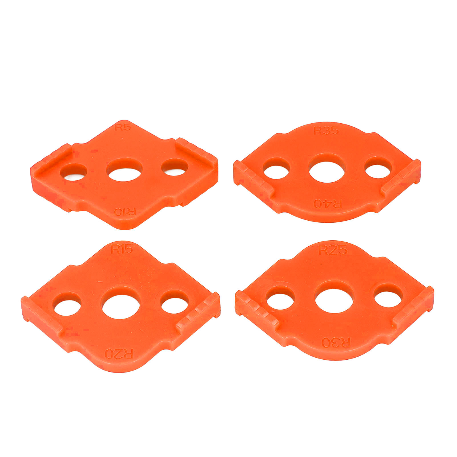 Set Mit 4 Frässchablonen Zum Abrunden Von Ecken, Aus Verschleißfestem Abs-kunststoff, Halbkreisförmige Eckenrundungslehre Für Holz, Orangefarbenes Holzbearbeitungswerkzeug