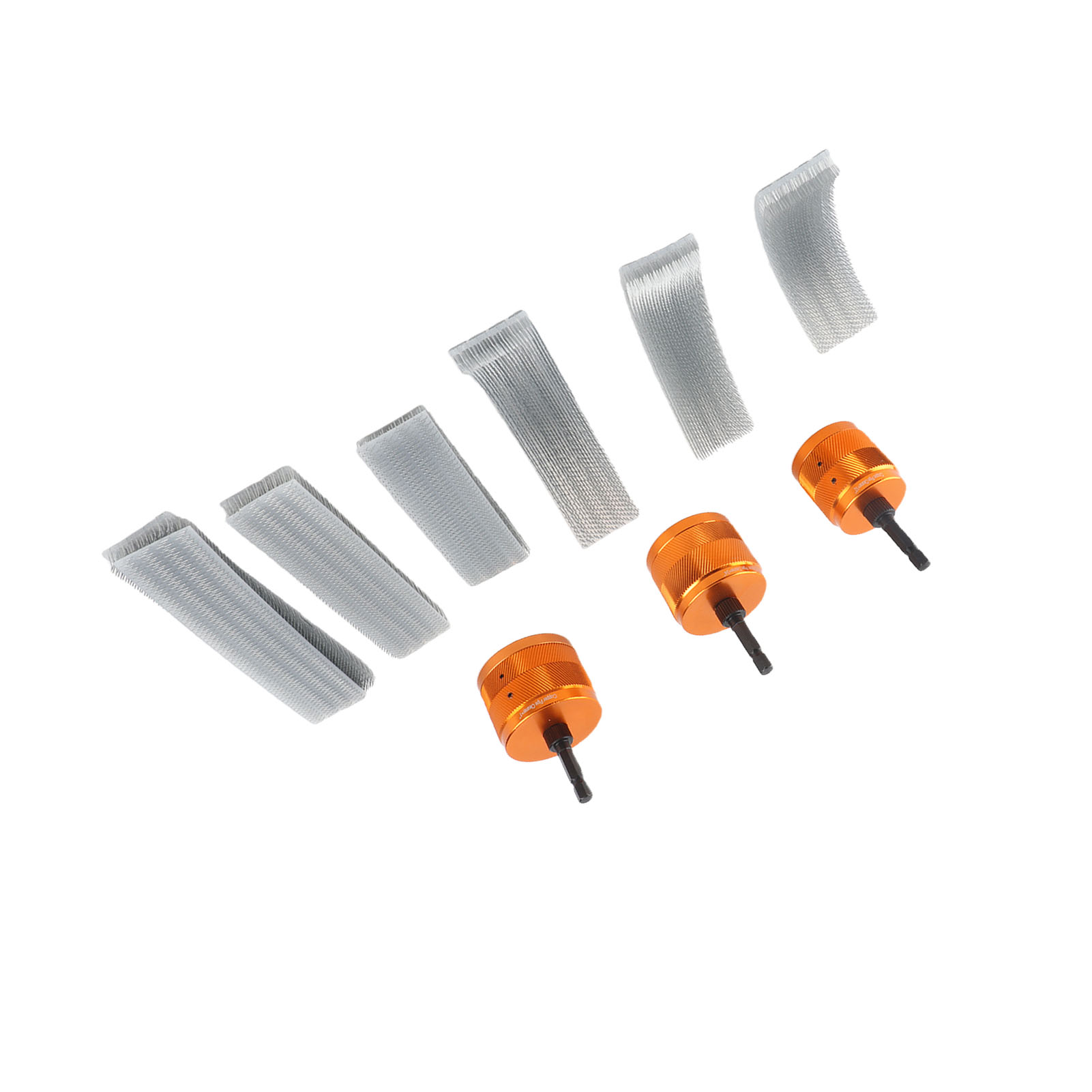 Sechskant-rohrreiniger-set Aus Kupfer Für Bohrmaschinen (1/4 Zoll) Mit 9 Bürsten (1/2, 3/4, 1 Zoll), Orange
