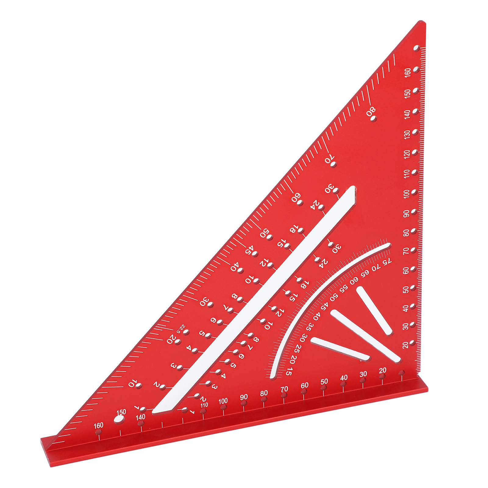 Robustes Dreiecklineal Aus Aluminiumlegierung Mit Lasergravur, 30°, 45°, 60° Und 90° Winkel, Präziser Metrischer Winkel Für Holzarbeiten, Rot