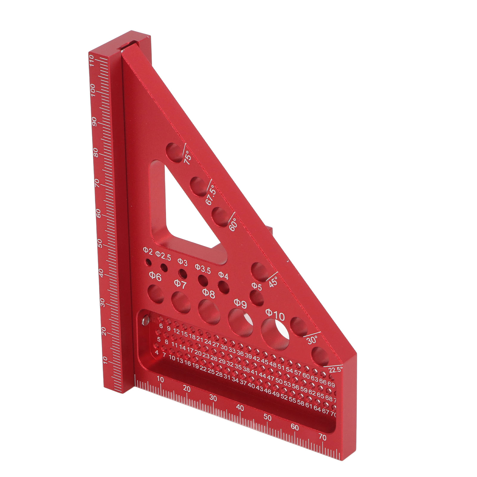 Winkelmesser Aus Aluminiumlegierung Für Holz, Dreieckiger Gehrungslineal, Mehrwinkel-markierwerkzeug, Rot