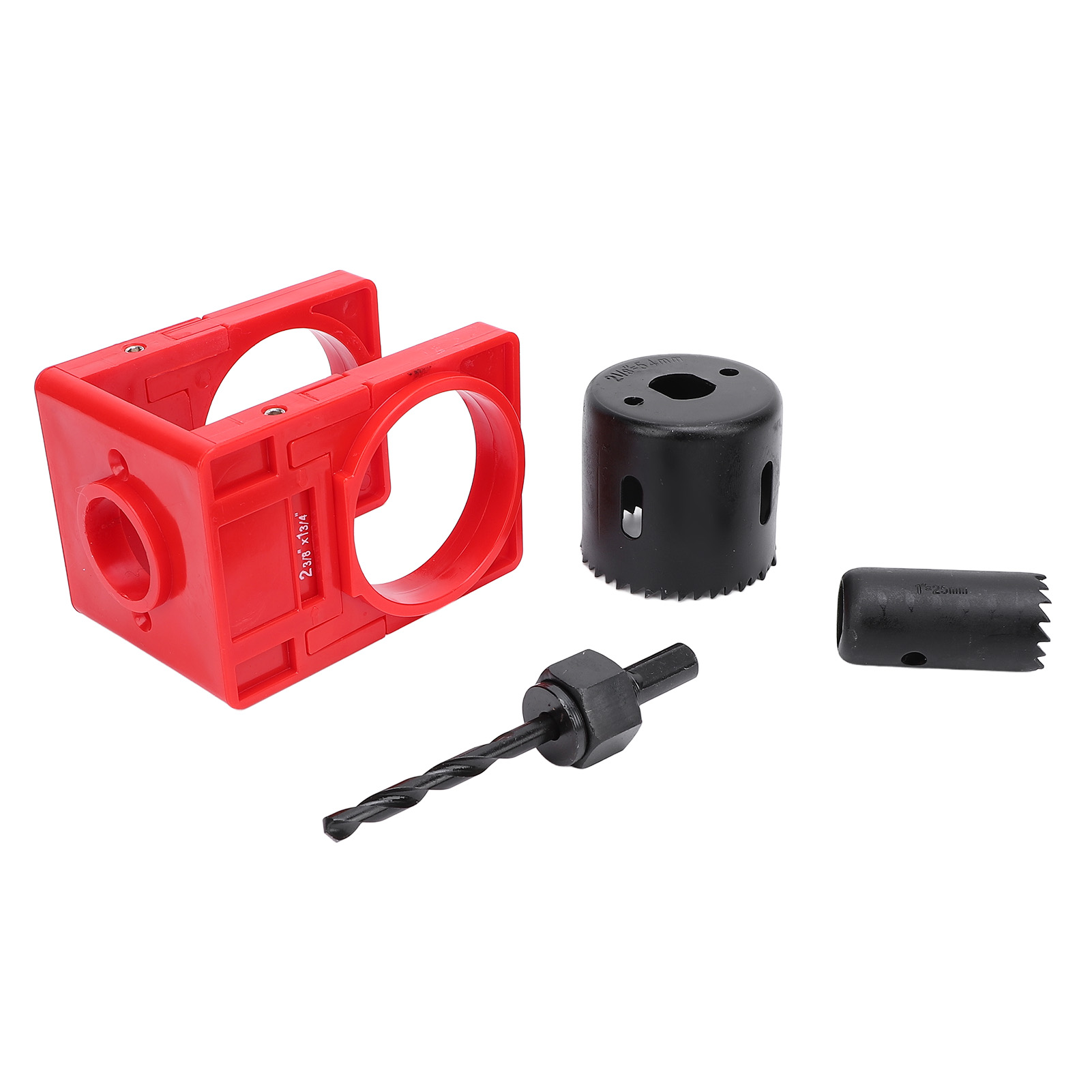 Türschloss-montageset Mit Verstellbarer Bohrschablone, Lochsäge Zum Bohren Von Einsteckschlössern Und Kohlenstoffstahlstange Für 35–43 Mm Türen, Rot