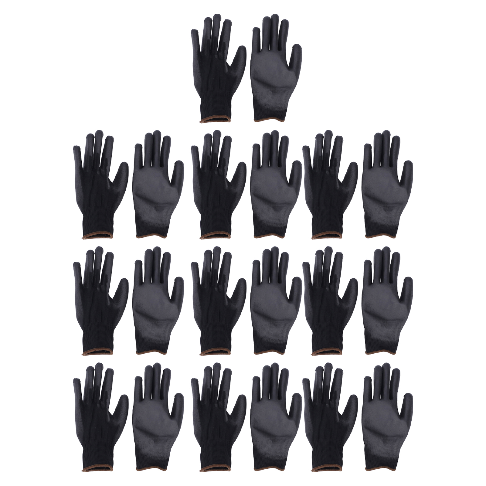 10 Paar Schwarze, Antistatische Und Rutschfeste Strickhandschuhe Aus Pu-nylon Für Mechanische Werkstätten