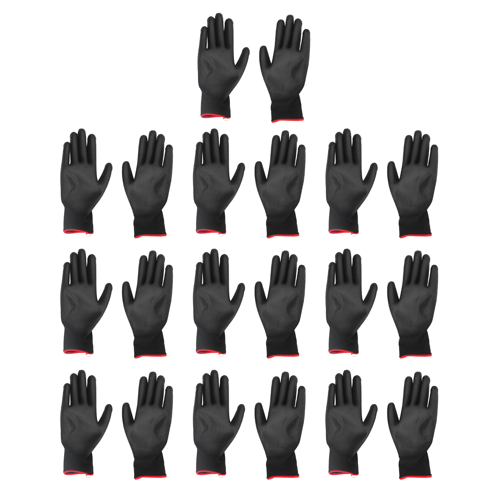 10 Paar Sicherheitsarbeitshandschuhe Aus Pu-beschichtetem Nylon, Antistatisch, Schwarz Mit Rotem Rand, Größe 7 (s)