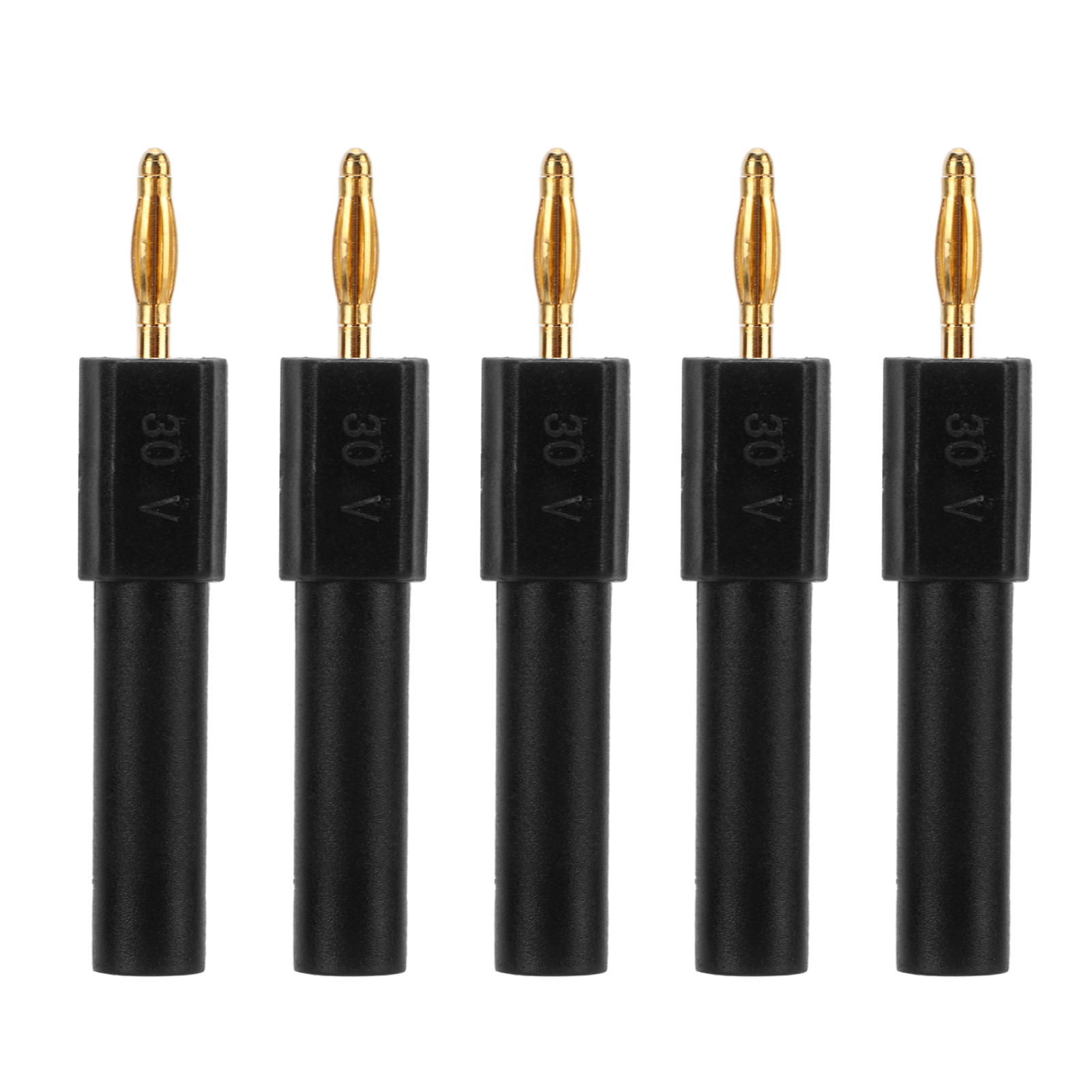 Packung Mit 5 Schwarzen Pa-messing-bananensteckern (2 Mm Stecker Auf 4 Mm Buchse), Optimale Leitfähigkeit, Zuverlässige Verbindung, 30 V Ac – 60 V Dc, 36 A, Modell J.20011