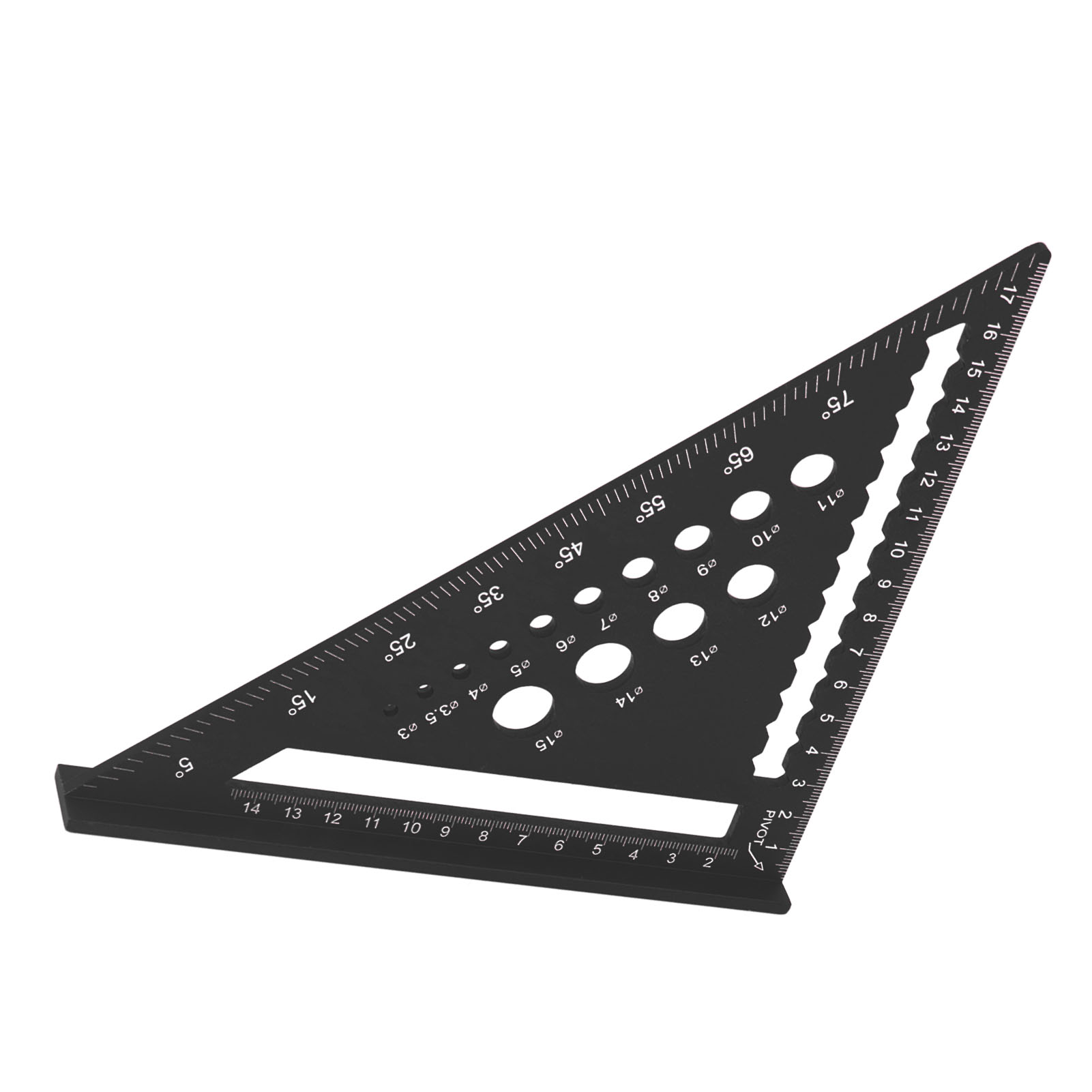 Dreieckiger Zimmermannswinkel (17,78 Cm) Aus Aluminiumlegierung Mit 90°-loch, Winkelmesser Und Anreißlineal Für Holzarbeiten, Schwarz