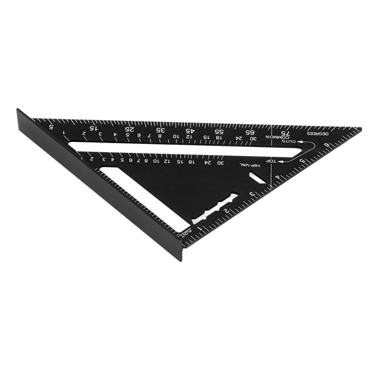 7-zoll-zimmermannswinkel, Messwerkzeug Für Holz, Zoll-dachsparren, Dreieckiges Lineal Aus Aluminiumlegierung, Schwarz, 90-45 Grad