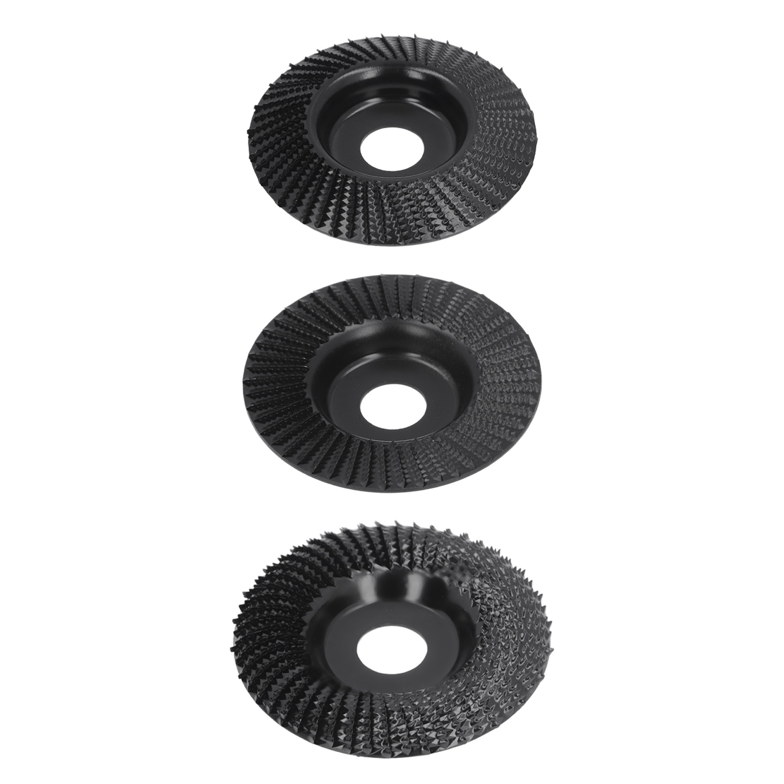 Set Mit 3 Holzgravurscheiben Für Winkelschleifer, Kohlenstoffstahl, 100 Mm Außendurchmesser, 22 Mm Innendurchmesser, Schwarz