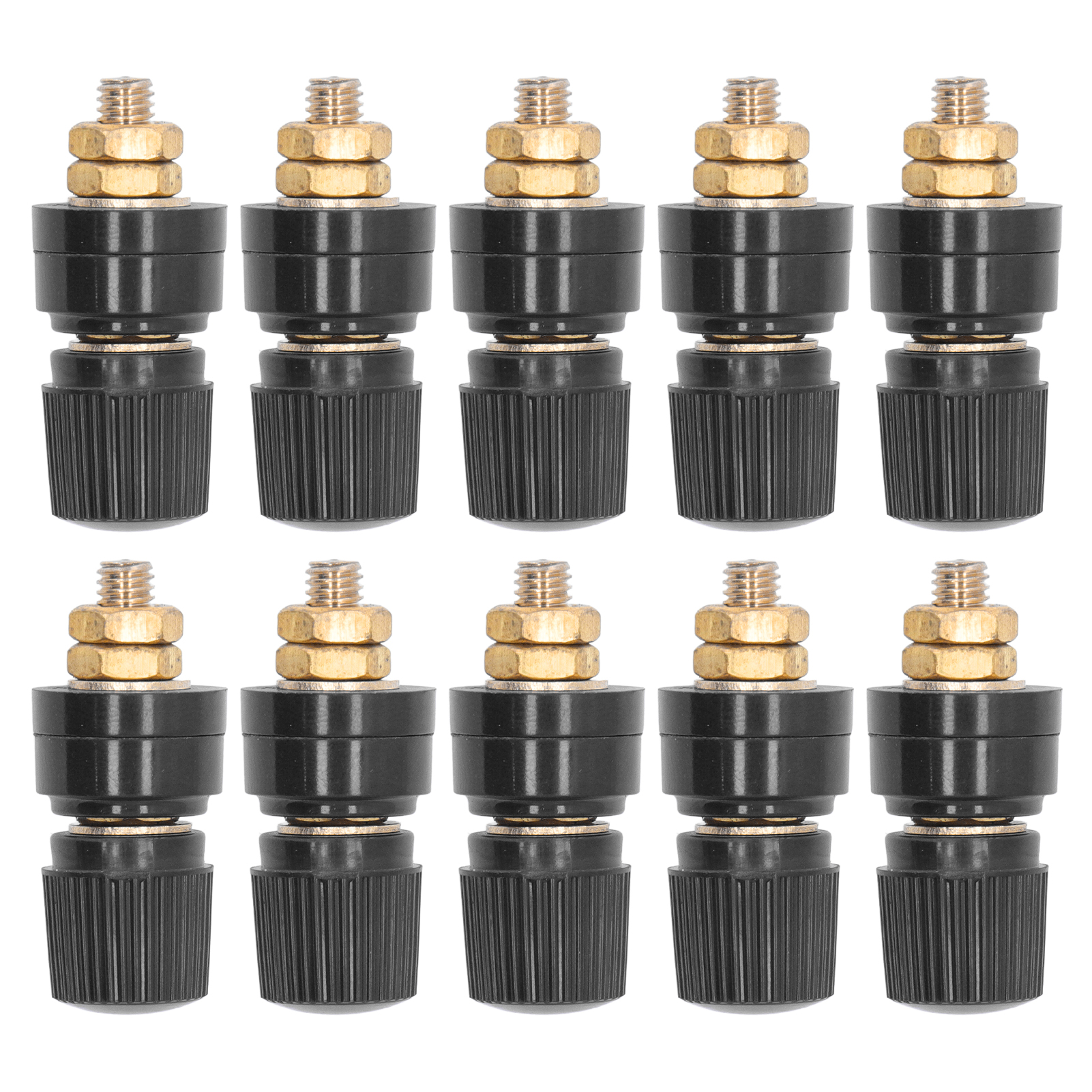 Packung Mit 10 Schwarzen, Massiven Messing-bananenstecker-unterputzklemmen (333) Mit M6-gewinde Für Anschlusspunkte Und Buchsen
