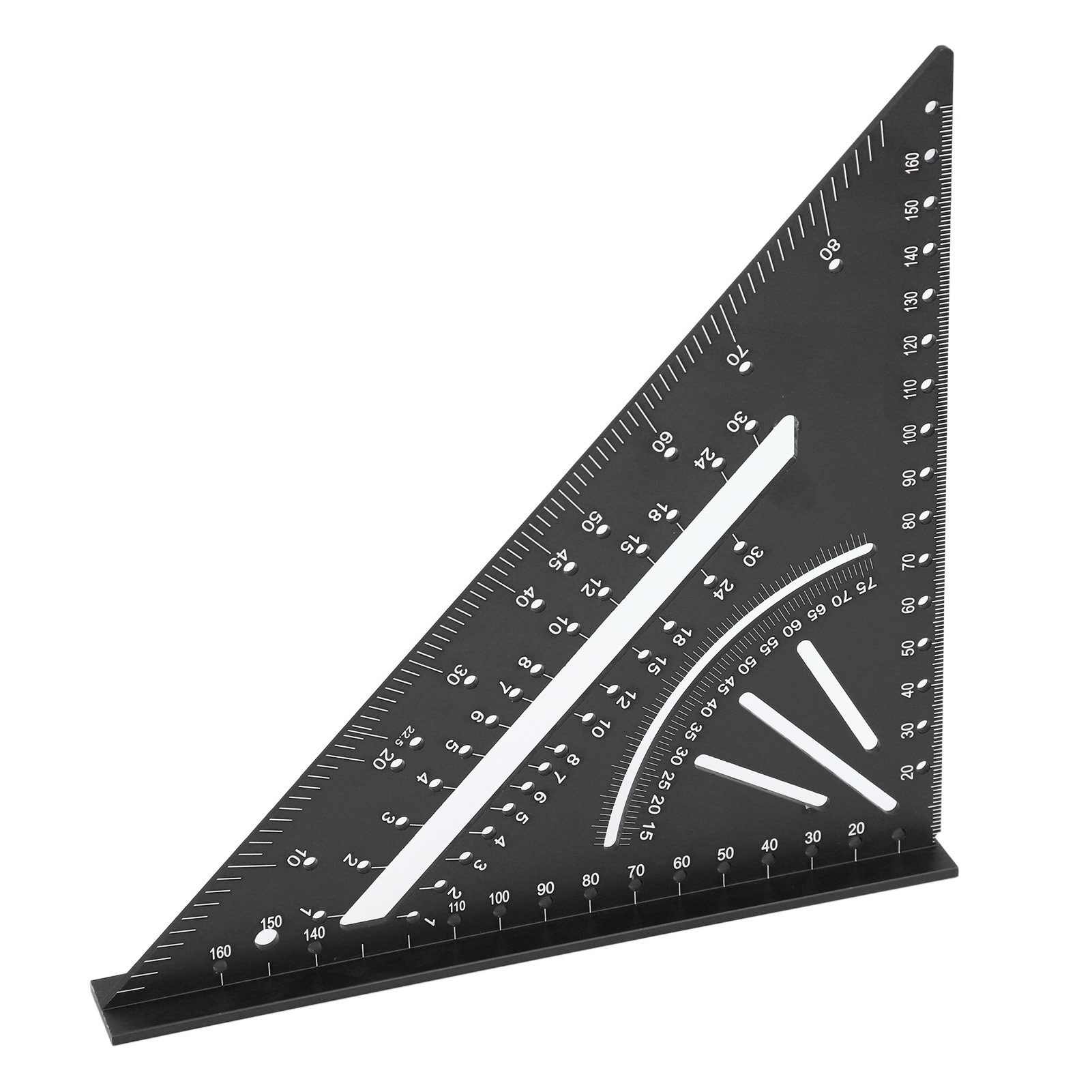 Dreieckiger Winkel Aus Aluminiumlegierung Mit Präziser, Gut Lesbarer Skala: 30°, 45°, 60° (metrisch), 90° (rechter Winkel) Für Holzbearbeitung, Schwarz