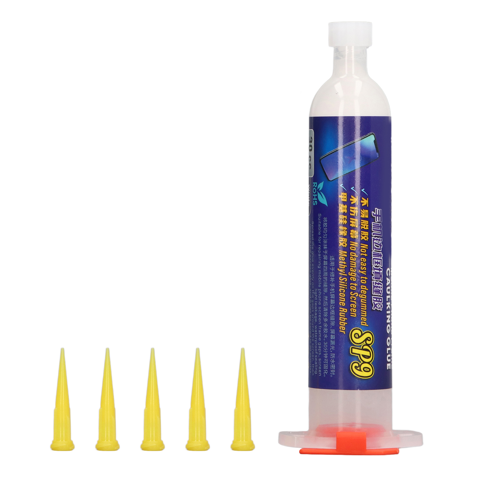 Starker Methylsilikon-klebstoff Zur Reparatur Von Handydisplays, Dichtung Für Gebogene Displays, 30 Ml, 5-nadel-set, 30 Minuten Aushärtungszeit, Sp9 Schwarz