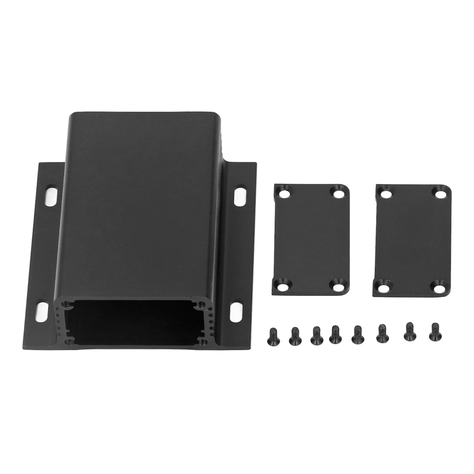 Wasserdichter Elektroverteilerkasten Aus Aluminium Mit Integrierter Anschlussdose, 25 X 71 X 80 Mm, Sandgestrahlte, Schwarz Oxidierte Oberfläche