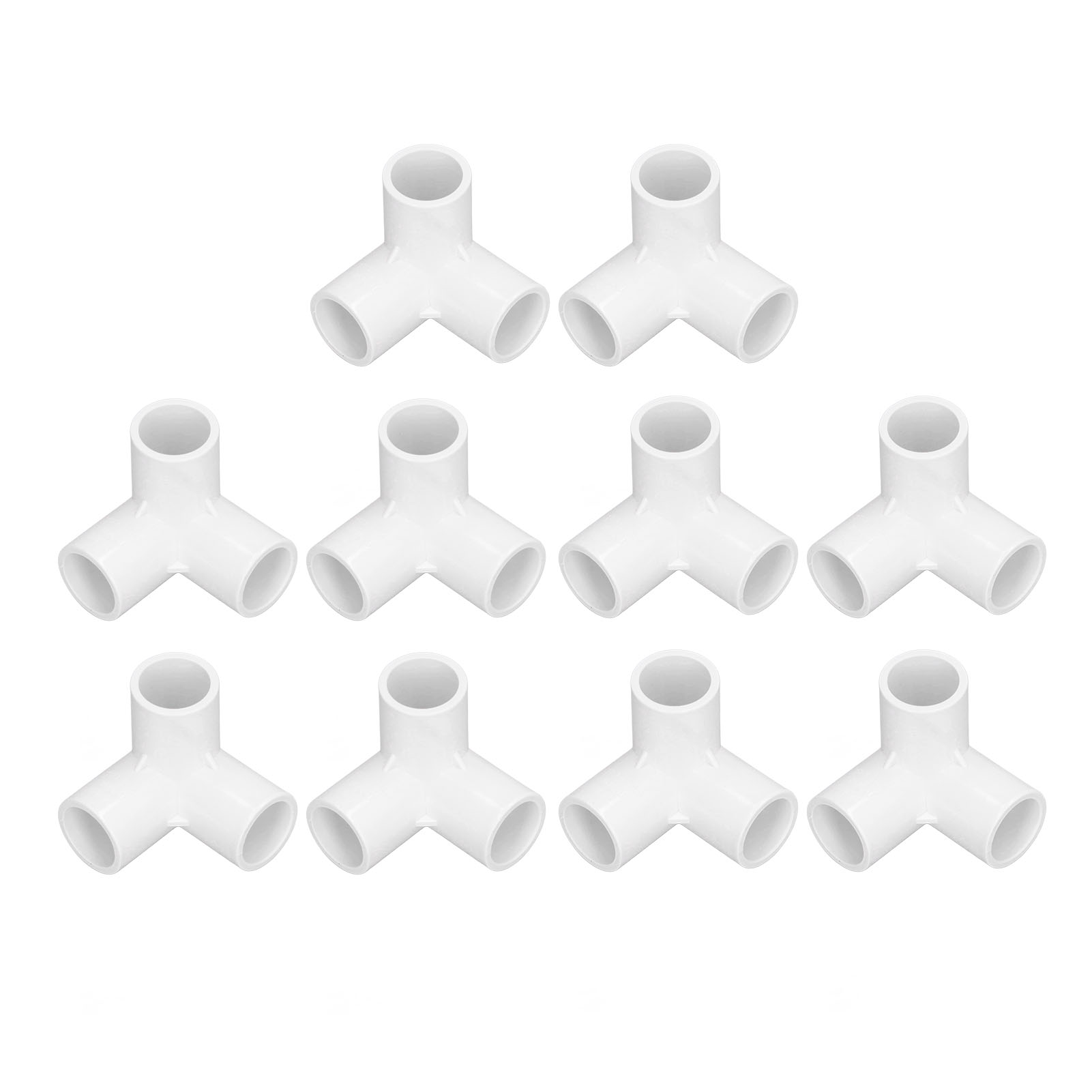 Packung Mit 10 Dreiseitigen Rechtwinkligen T-stücken Aus Pvc-kunststoff, 20 Mm Innendurchmesser, Weiß
