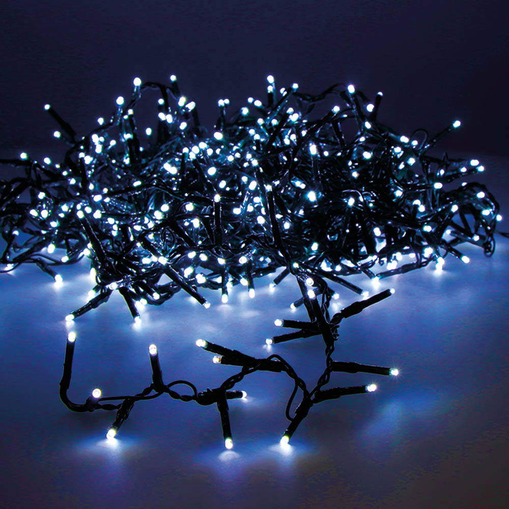 Lumineo - Kompakte Led Girlande Blinkend Blau 19m 750 Leds Grünes Kabel