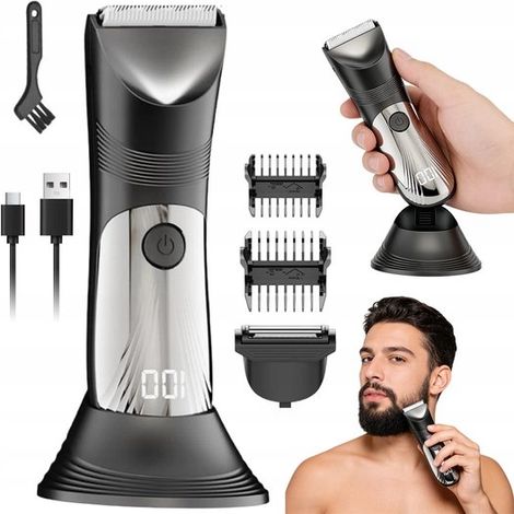 Intimrasierer – Rasierer – Intim- Und Körperrasierer Für Männer – Wasserdichter Elektrorasierer Für Männer – Schwarz – Für Den Ganzen Körper – Mit 3/12-mm-kämmen