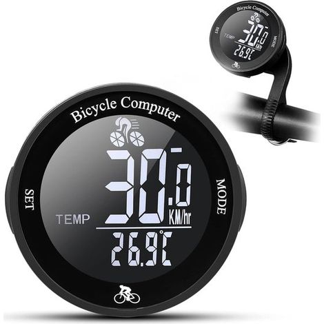 Kabelloser Fahrradcomputer – Wasserdichter Tachometer – Großes Lcd-display – Fahrradcomputer Mit Integriertem Computer – Automatische Ein-/ausschaltfunktion – Distanzmesser Für Mountainbikes – Schwarz
