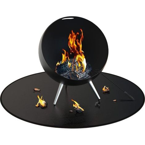 Kaminmatte – Feuer- Und Ölabsorbierende Matte – Schützt Terrassen Und Balkone – 61 Cm – Schwarz