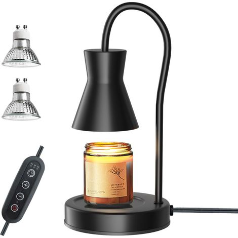 Kerzenwärmer – Timer Und Dimmer – Vintage-stil – 2 Leuchten – Höhenverstellbar – Für Kerzen Im Glas – Schwarz
