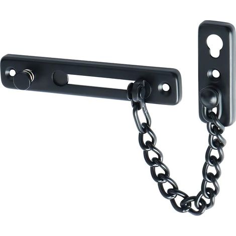 Kettentürschloss, Türschloss Mit Sicherheitsfeder Und Druckaktiviertem Diebstahlsicherungsschloss, Geeignet Für Innentüren Und Zusätzliche Eingangstüren, Matt Schwarz (1 Stück Pro Packung)