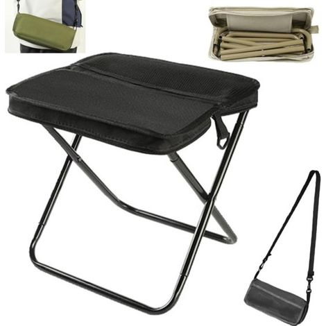 Klapphocker – Tragbarer Stuhl – Sitzgelegenheit Für Draußen – Ultraleicht Und Kompakt – Bis 120 Kg Belastbar – Schwarz