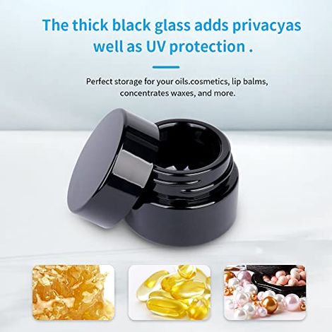 Kleine, Uv-beständige Schwarze Glasbehälter, 10 G Dickwandig, Mit Deckel. Konzentrierte Behälter Zur Luftdichten Aufbewahrung Von Pflanzenextrakten. Nachfüllbare Behälter (12 Stück).