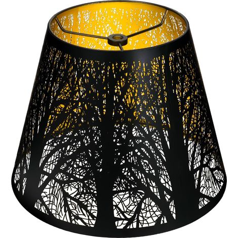 Kleiner Zylindrischer Lampenschirm Aus Metall Mit Baummotiv, Geeignet Für Tisch- Und Stehlampen – 13 Cm X 15 Cm X 19 Cm