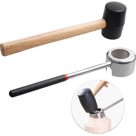 Kokosnussöffner Mit Hammer, Besonders Sicheres Und Einfaches Werkzeug Zum Öffnen Junger Kokosnüsse, Kokosnussöffner-set Aus Lebensmittelechtem Edelstahl, Gummihammer Mit Griff