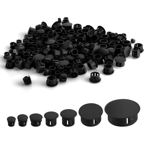 Kunststoff-schraublochstopfen – Lochabdeckungen – Möbelveredelung – 300 Stück – Verschiedene Größen – 5–25 Mm – Schwarz