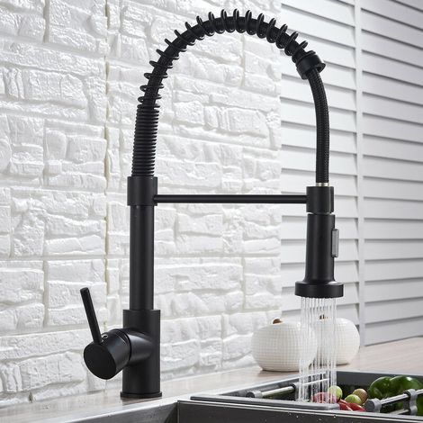 Küchenarmatur Aus Edelstahl Mit Federmechanismus, Teleskopisch Ausziehbar, Für Warm- Und Kaltwasser, Für Küchenspülen