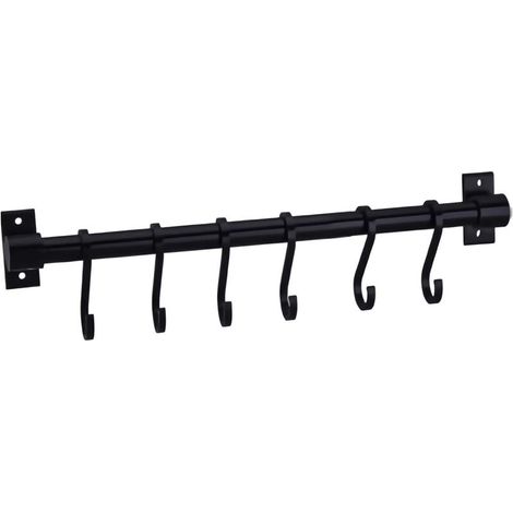 Küchenutensilienhalter Mit 7 Haken – Zum Aufhängen Von Löffeln, Geschirrtüchern Etc. – 1 Set, Schwarz, 50 Cm