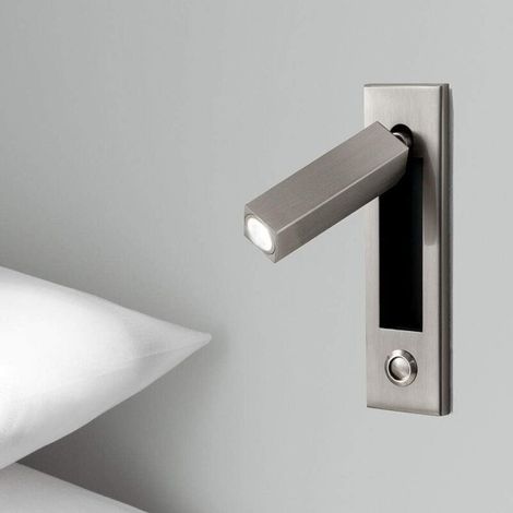 Led-nachttischlampe – Ideal Für Zuhause Und Hotel, 360° Drehbar, 92° Neigbar, Quadratischer Fuß, Sandgestrahlte Nickeloberfläche, Warmes Licht