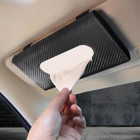 Leder-taschentuchhalter Für Die Sonnenblende Im Auto – Rechteckiger Handtuch- Und Maskenhalter – Universelles Autozubehör – Kohlefaser