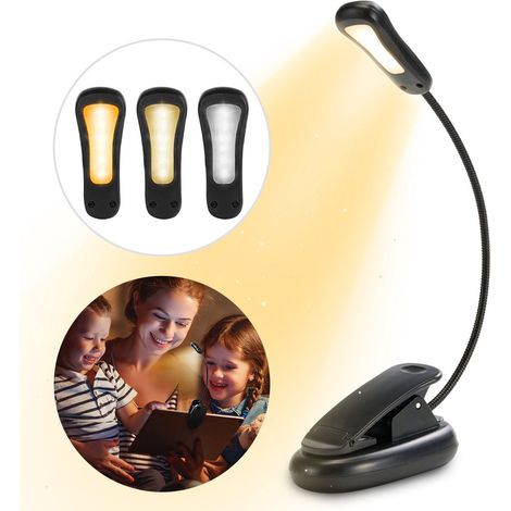 Leselampe Fürs Bett – Mit Clip – Kabellos – 5 Leuchten – 9 Helligkeitsstufen – Wiederaufladbar – Klemmbare Nachttischlampe – Schwarz