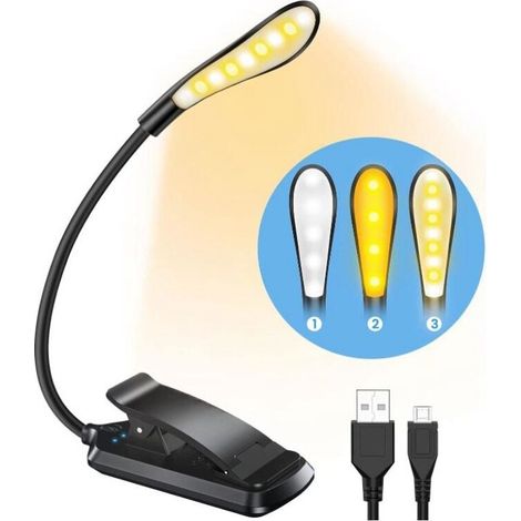 Leselampe Mit Berührungssensor, 9 Leds Zum Lesen Im Bett, Wiederaufladbar, 3 Farben (warm, Kalt, Neutral), Zum Anklemmen, Ideal Zum Lesen Im Dunkeln, Auf Reisen Und Beim Camping