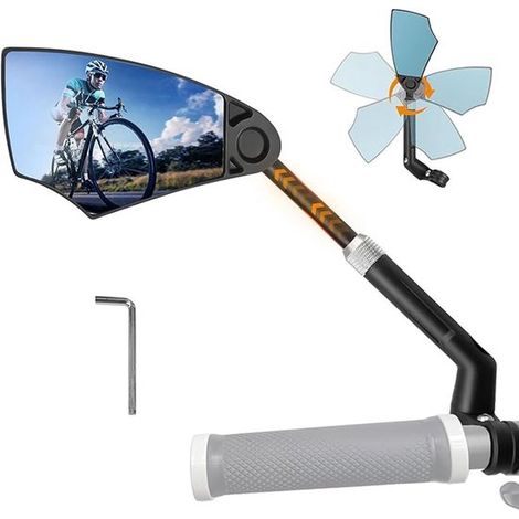 Linker Blendfreier Fahrradrückspiegel, Einziehbar, 360° Schwenkbar, Extra Großer Hd-spiegel Aus Echtglas, Kompatibel Mit Lenkern Von 20 Bis 23 Mm, Für Elektrofahrräder.