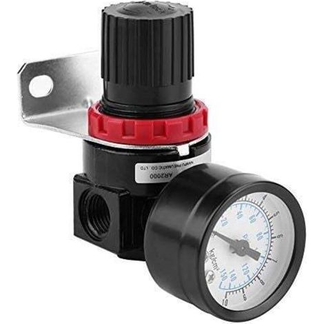 Luftdruckregler, Ar2000 G1/4 Luftkompressor Mit Manometer, 1/4"-ventil, Einstellbares Manometer Aus Aluminiumlegierung Mit Halterung