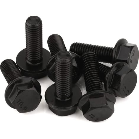 M8 X 35 Mm Flansch-sechskantschraube, Legierter Stahl Der Güteklasse 10.9, Brünierte Oberfläche, Teilgewinde, Packung Mit 10 Stück.