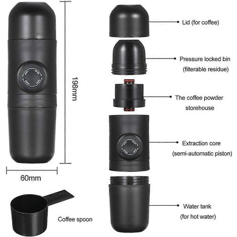 Manuelle Kaffeemaschine, Tragbare Espressomaschine, Reisekaffeemaschine, Kaffeemaschine, Manuelle Kaffeemaschine, Camping
