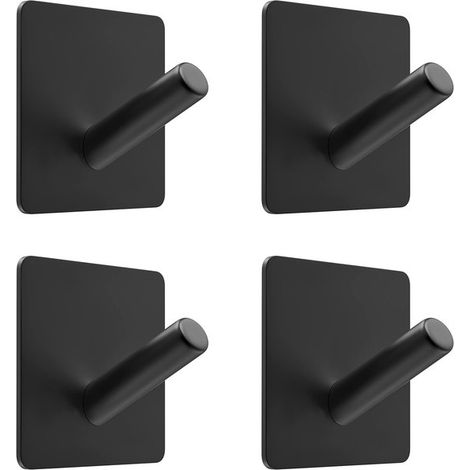 Mattschwarze, Selbstklebende Handtuchhaken Fürs Badezimmer, Zur Wand- Oder Türmontage - Stabile Edelstahlstreifen, Kompatibel Mit 3m-wandhaken Zum Aufhängen Von Mänteln,