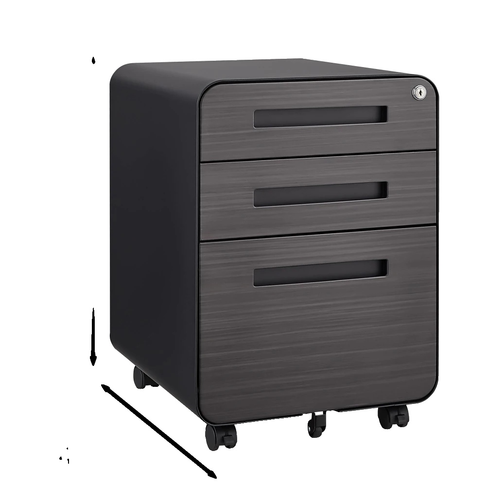 Mobiler Aktenvernichter, 3 Schubladenlagerung, Kipp-schutzdesign, Schwarzer Metallmodus