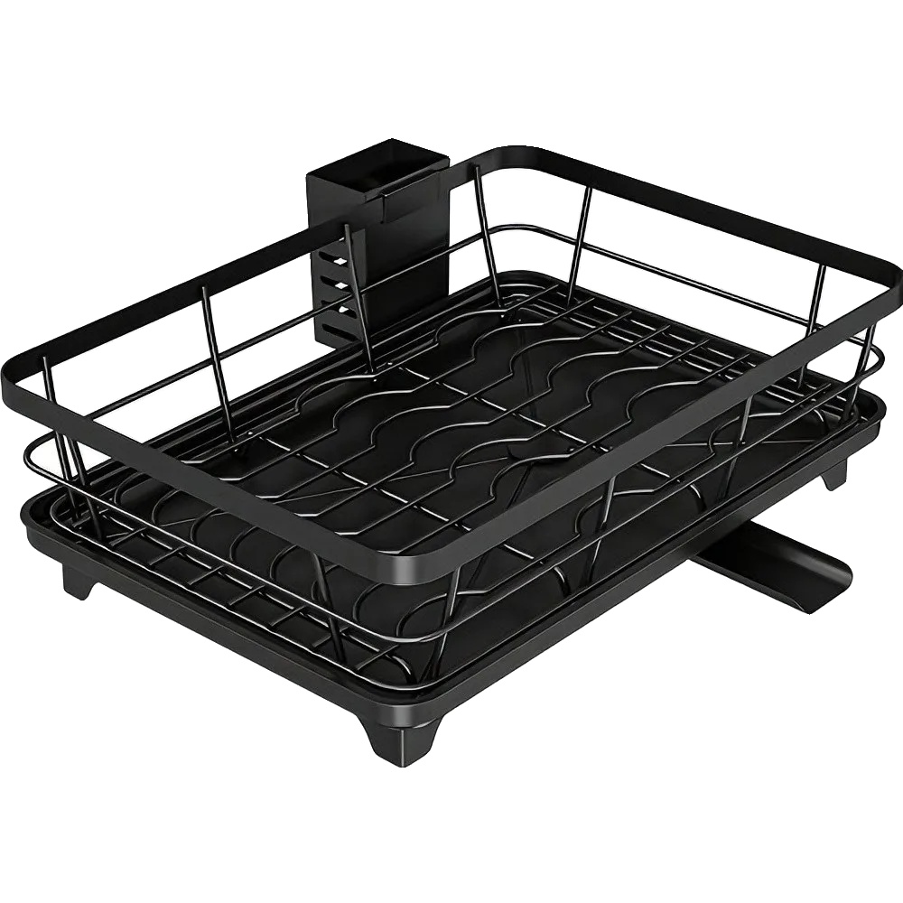 Geschirrabtropfer, 1-tier-design, Effizientes Abflusssystem, Schwarz-a 1 Tier