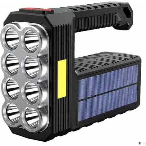 Mega Power 8-led-solartaschenlampe – Superhelle, Wiederaufladbare Taschenlampe – Leistungsstarkes Arbeitsgerät – Helles Licht Für Camping, Zuhause Und Arbeit – Notlicht