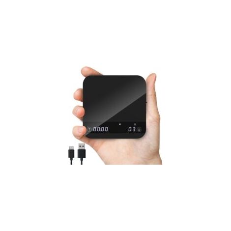Mini-kaffeewaage – 1 Stück, Wiederaufladbare Mini-kaffeewaage + Timer/led-filter 2 Kg/0,1 G – Schwarz, Für Espresso/filterkaffee