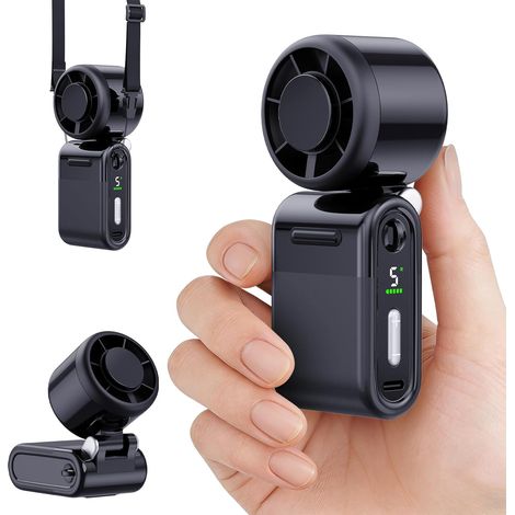 Mini-turboventilator – 5 Geschwindigkeitsstufen – Leise – Wiederaufladbar – Lange Akkulaufzeit – Schwarz – Ideal Für Outdoor-aktivitäten Und Reisen