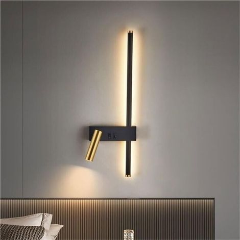 Moderne Minimalistische Bandwandleuchte – Geeignet Für Wohn- Und Schlafzimmer – Rechte Seite, Dreifarbiges Licht.