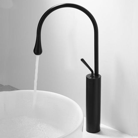 Moderne, Hohe Einhebel-waschtischarmatur, Kreatives Design Für Bad Und Küche Mit G3/8-schlauch, Schwarz, Debuns