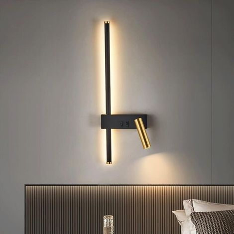 Moderne, Minimalistische Bandwandleuchte – Ideal Für Wohn- Und Schlafzimmer – Linke Seite, Dreifarbiges Licht