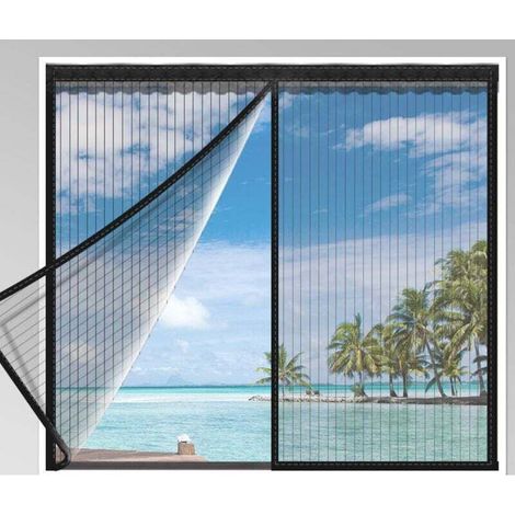 Moskitonetz (120–130 Cm), Moskitonetz Mit Fensterausschnitt, Moskitonetz Mit Selbstklebendem Streifen, Ultrafeines Netzgewebe, Keine Perforationen, Schwarz Gestreiftes Paneel