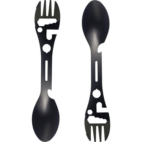 Multifunktionale Campinggabel, Edelstahlgabel, Löffel, Messer, Flaschenöffner, Schraubenschlüssel, Outdoor-ausrüstung Für Picknicks, Reisen, Wandern Und Angeln