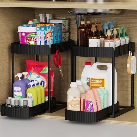 Multifunktionale Schiebefächer – Zur Platzierung Unter Dem Sofa Oder Im Schrank – Stauraum Für Küche Und Bad – Schwarz – 32,5 Cm – 2er-set
